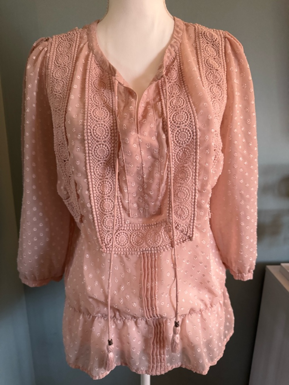 DR2 Beige Blouse with Small Lace Accents